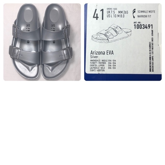New Birkenstocks Arizona EVA Sandal Gray/Silver - Picture 8 of 15